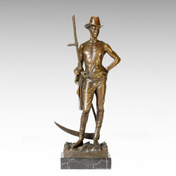 Статуэтка солдатских фигур Мужская коса бронзовая скульптура TPE-201